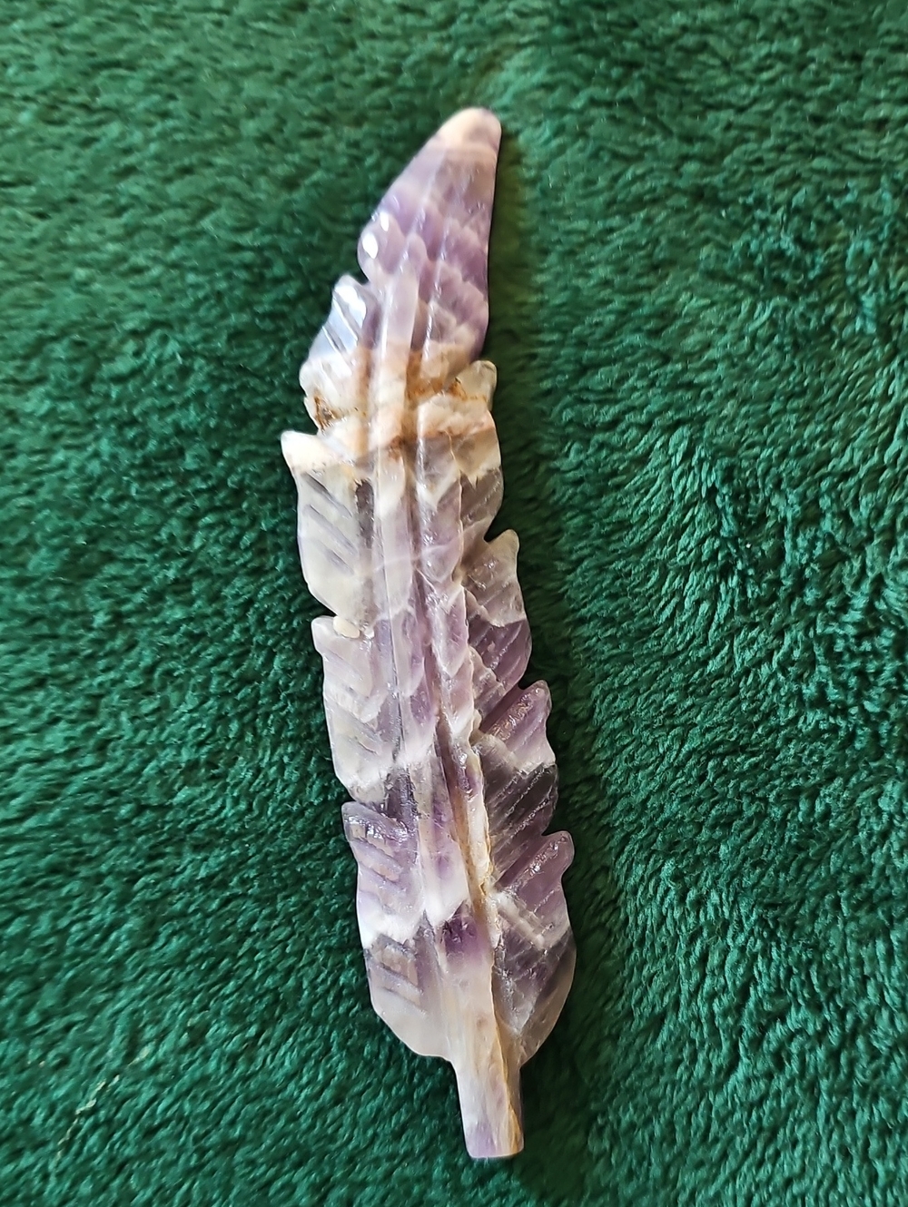 Hand-Carved Purple Amethyst Feather